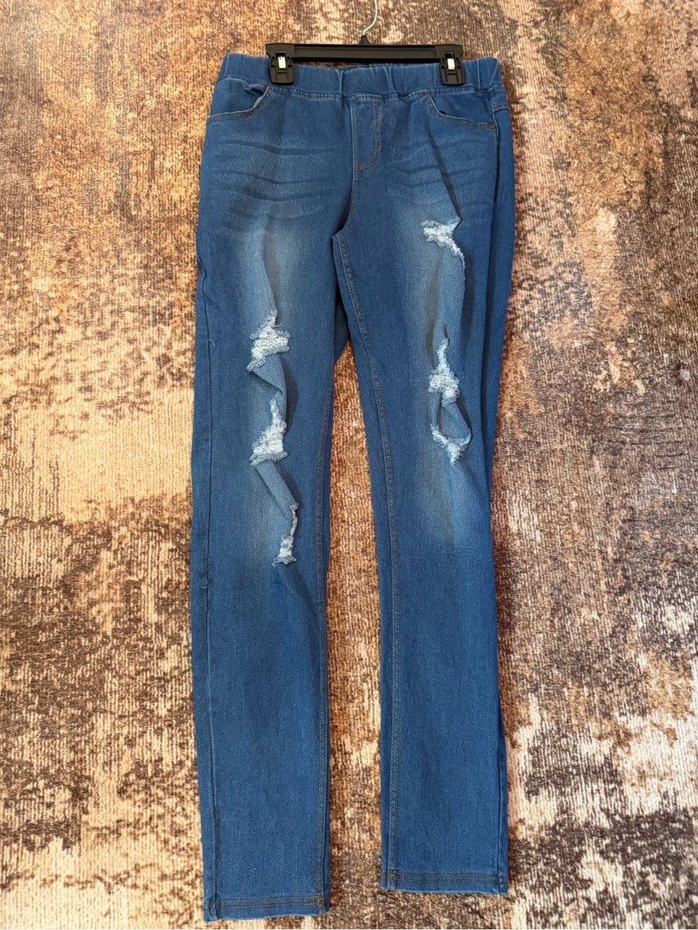 JVINI Blue Distressed Women's Elastic Waist Jeans #0171